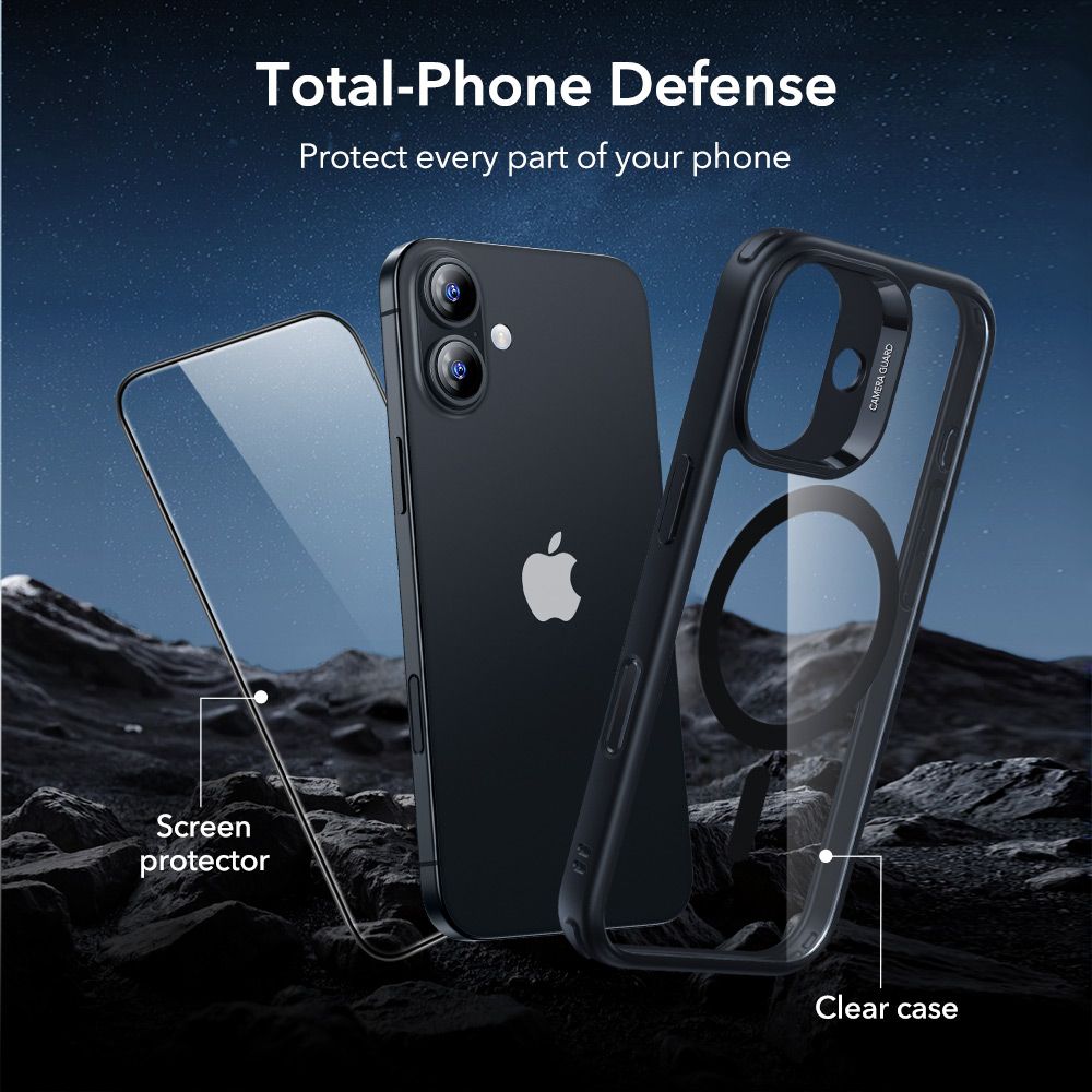 Apple iPhone 17 6.3'' ESR Classic Hybrid MagSafe Case Cover + Tempered Glass, Clear Black | Чехол Кейс... (3)