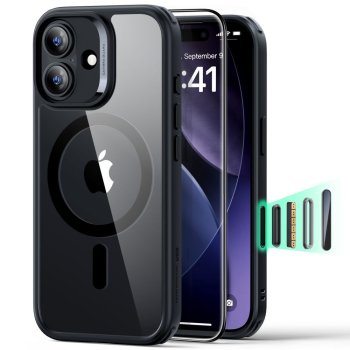 Apple iPhone 17 6.3'' ESR Classic Hybrid MagSafe Case Cover + Tempered Glass, Clear Black | Чехол Кейс...