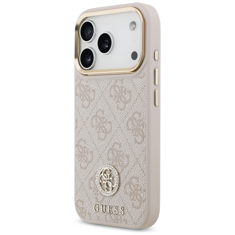 Чехол Guess 4G Strass Logo & Big Strap Metal Buttons MagSafe для iPhone 17 Pro - Розовый (0)