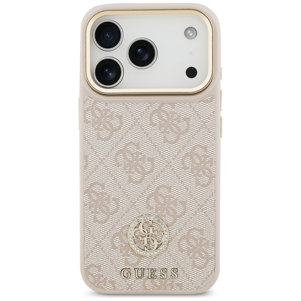 Чехол Guess 4G Strass Logo & Big Strap Metal Buttons MagSafe для iPhone 17 Pro - Розовый (1)