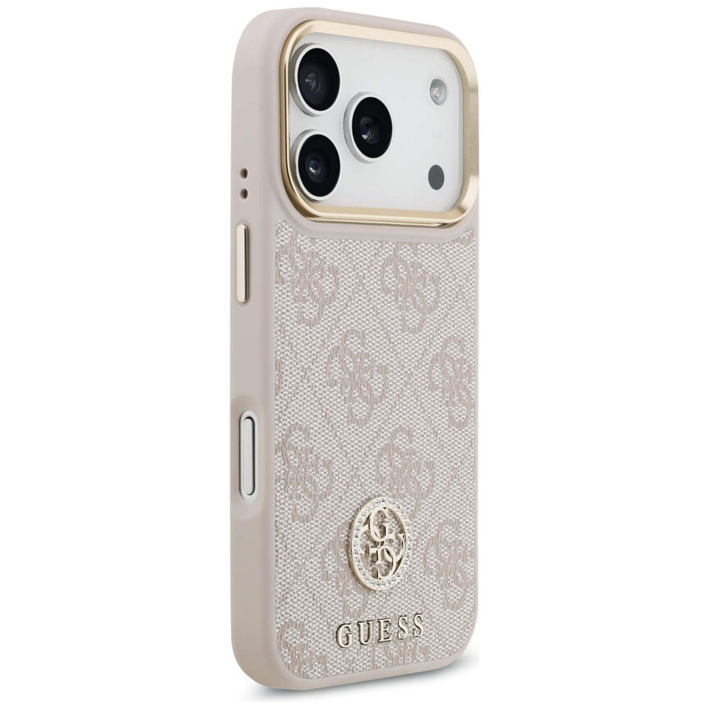 Чехол Guess 4G Strass Logo & Big Strap Metal Buttons MagSafe для iPhone 17 Pro - Розовый (2)