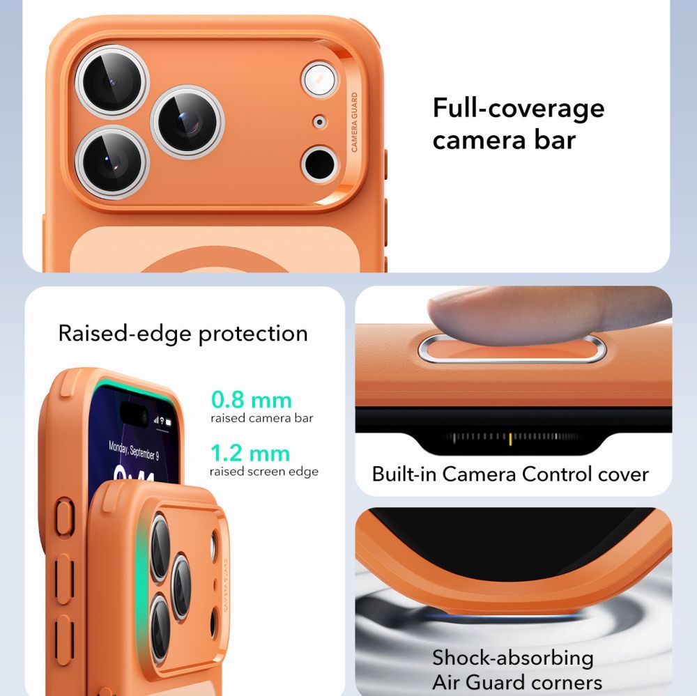 ESR Classic Hybrid MagSafe чехол для iPhone 17 Pro – прозрачный оранжевый (1)