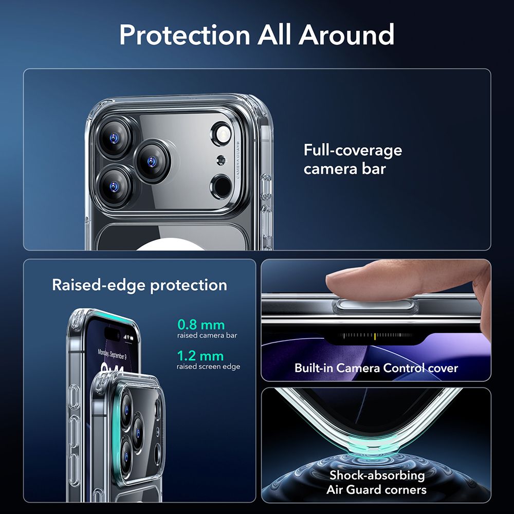 ESR Classic Hybrid MagSafe + Закалённое стекло для iPhone 17 Pro - Прозрачный (1)