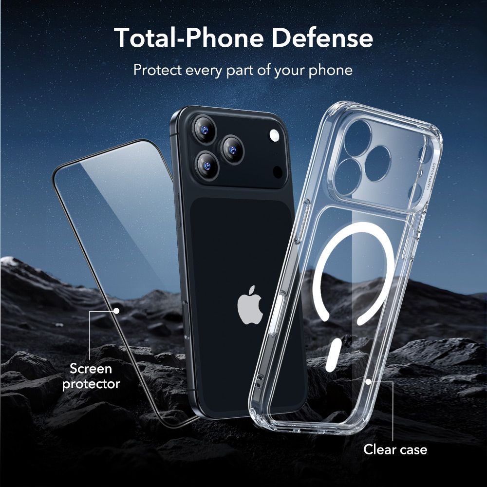 ESR Classic Hybrid MagSafe + Закалённое стекло для iPhone 17 Pro - Прозрачный (3)