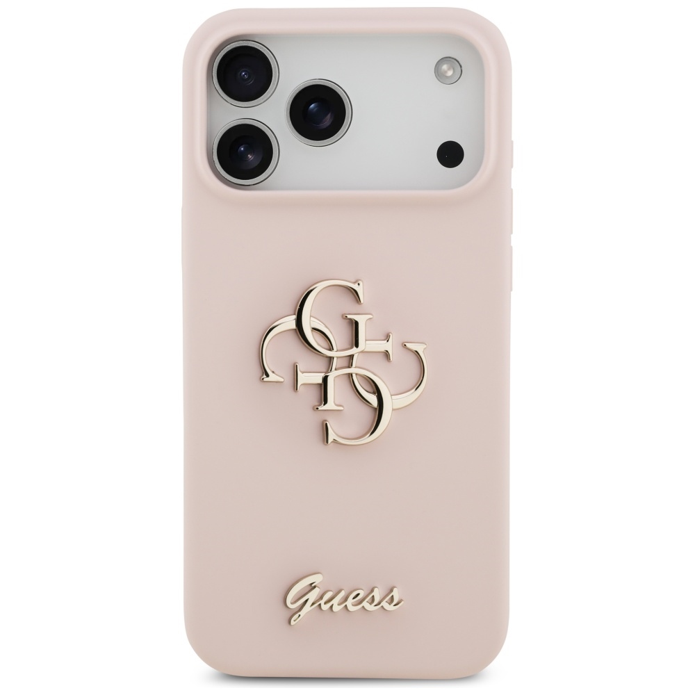 Чехол Guess Silicone Big 4G Script для iPhone 17 Pro Max — розовый (1)
