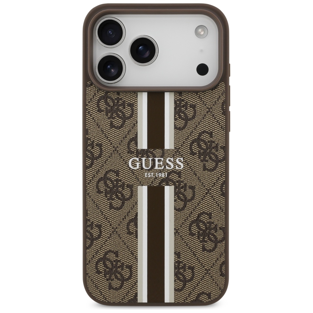 Чехол Guess 4G Printed Stripes с MagSafe для iPhone 17 Pro Max – коричневый (1)