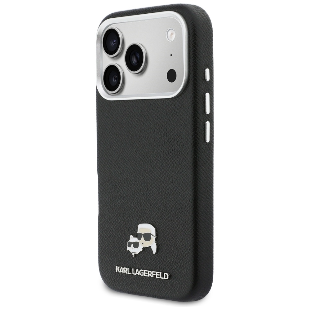 Karl Lagerfeld Karl & Choupette Head Pins Saffiano чехол с MagSafe для iPhone 17 Pro Max – чёрный (0)