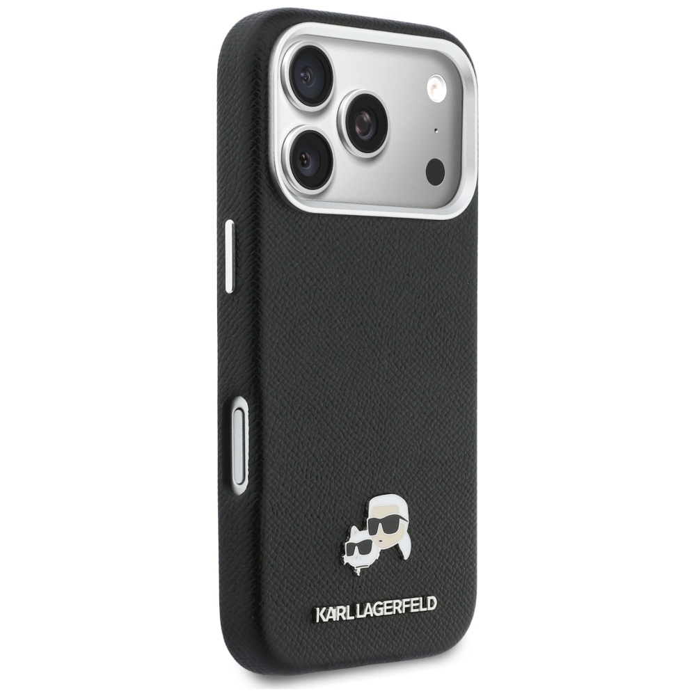 Karl Lagerfeld Karl & Choupette Head Pins Saffiano чехол с MagSafe для iPhone 17 Pro Max – чёрный (2)