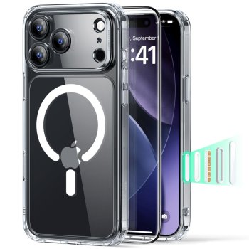 ESR Classic Hybrid MagSafe + Закалённое стекло для iPhone 17 Pro Max — Прозрачный