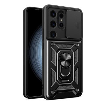 Samsung Galaxy S24 Ultra (SM-S928) Armor Guard TPU Hybrid Camshield Case Cover, Black | Чехол Кейс Бампер Кабура для Телефона