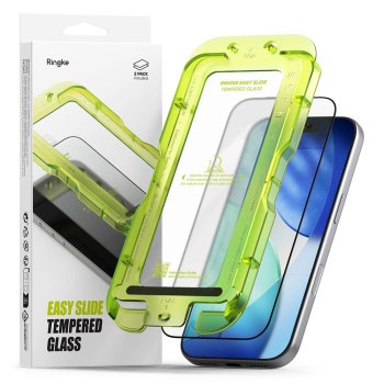 Ringke Easy Slide 2 шт. закалённое стекло для iPhone 17 Pro Max - чёрный