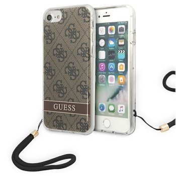 Apple iPhone 8 / 7 / SE (2020) (2022) 4.7" Guess 4G Print Strap Case Cover (GUOHCI8H4STW), Brown | Чехол Кейс...