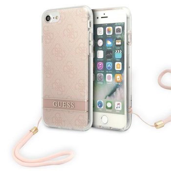 Apple iPhone 8 / 7 / SE (2020) (2022) 4.7" Guess 4G Print Strap Case Cover (GUOHCI8H4STP), Pink | Чехол Кейс...