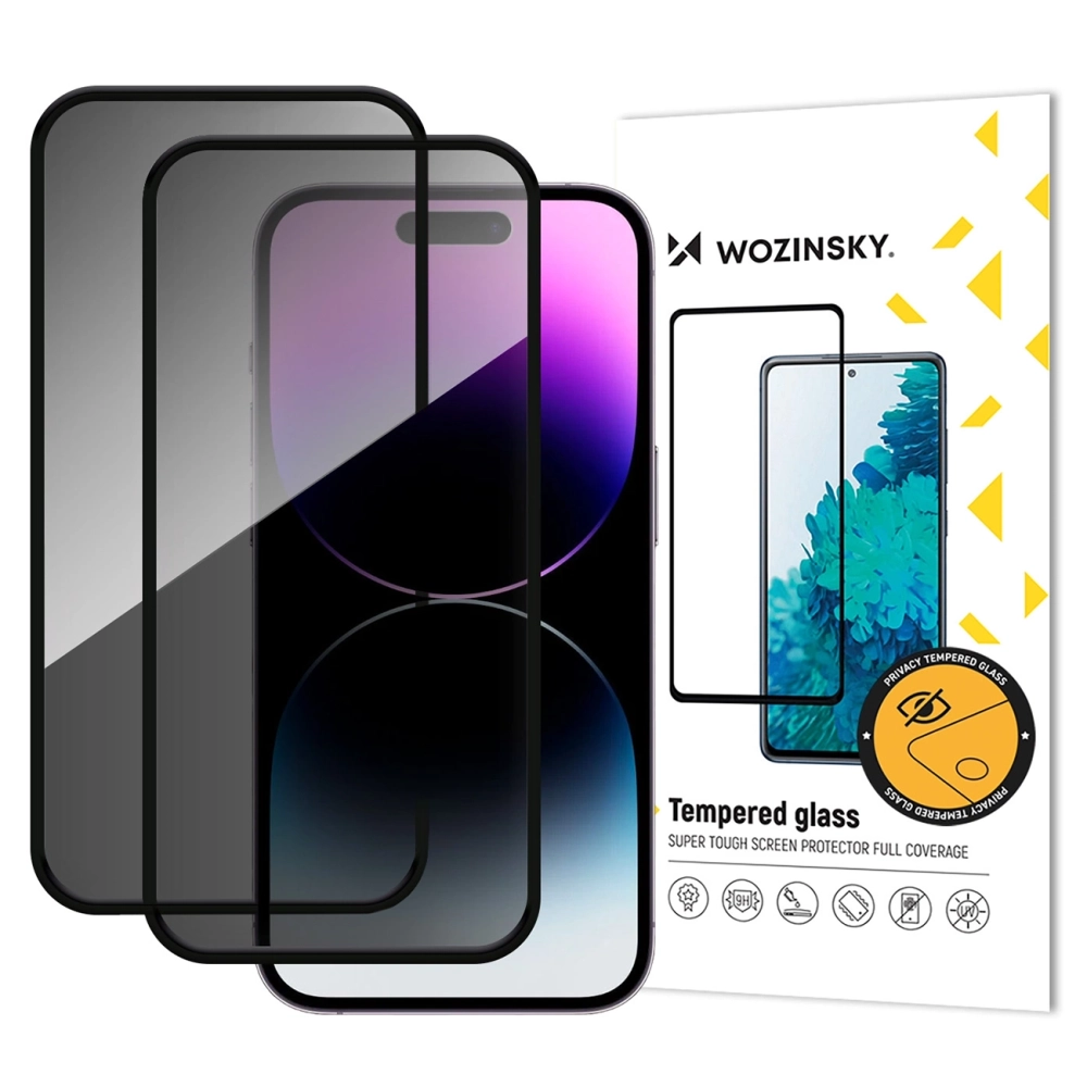 Закалённое стекло Wozinsky Privacy Glass для iPhone 17 / 16 Pro, комплект из 2 шт.