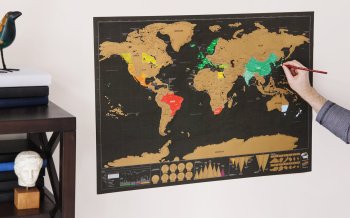Плакат с картой мира путешествий, подарочный скретч 82 x 59 cm | Poster with World Travel Map, Gift Scratch
