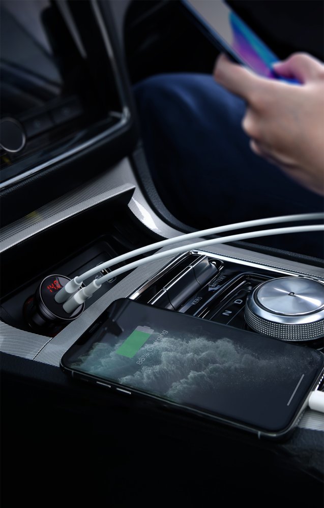 Baseus Digital Quick Car Charger 2xUSB 24W PD, Grey | Автомобильное Зарядное Устройство (0)