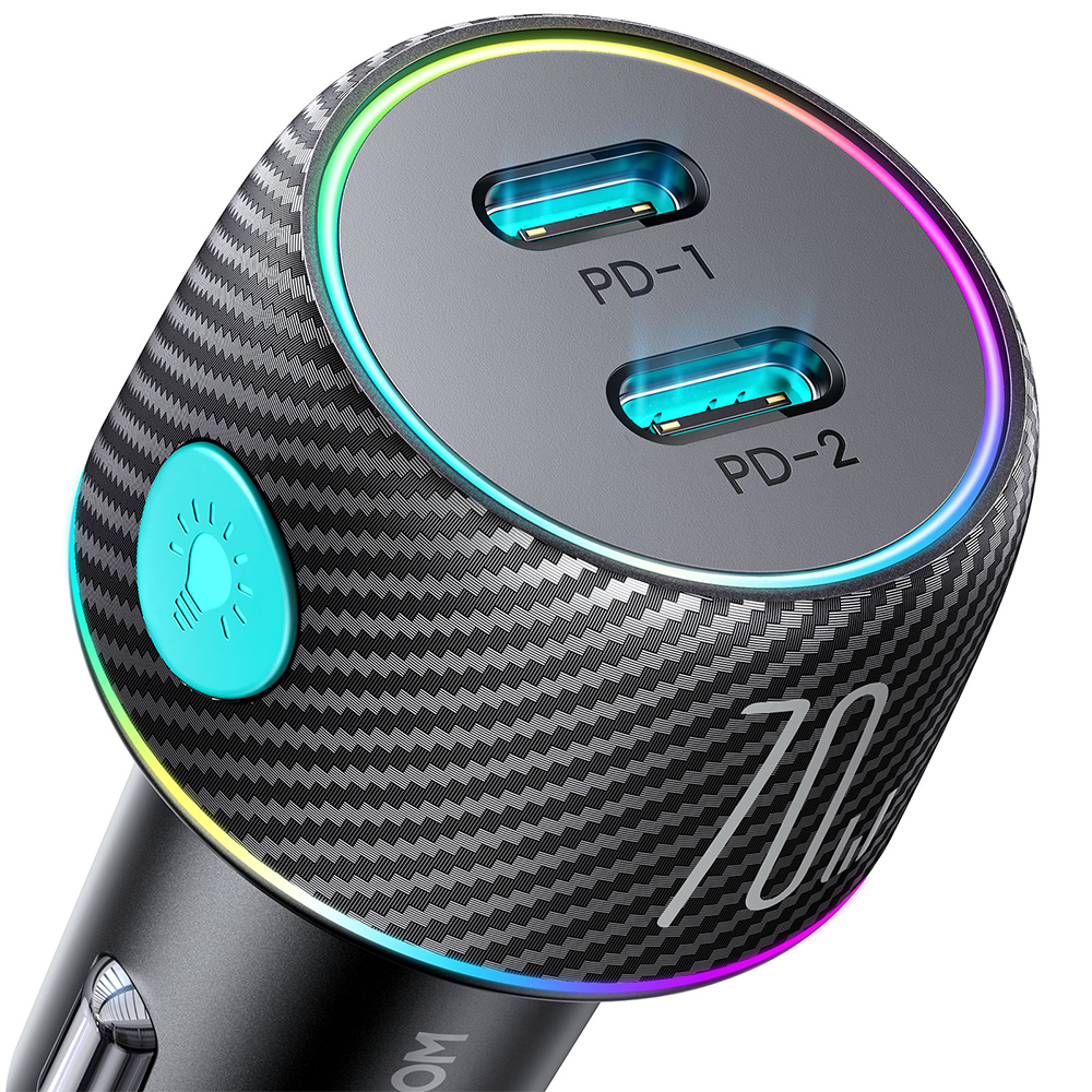 Автомобильное зарядное устройство 2x USB C 70W с LED-подсветкой Joyroom... (0)