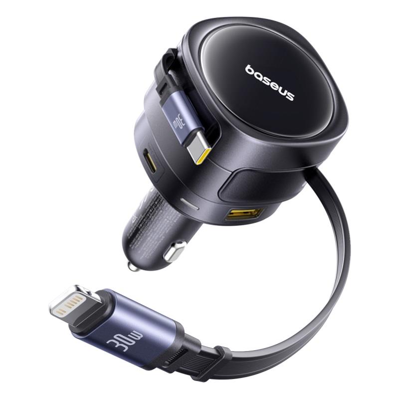 Baseus Enjoyment Max 90W автомобильное зарядное устройство 2x USB-C + USB-C и Lightning... (1)
