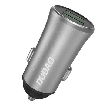 Dudao 3,4A Universal Smart Car Charger 2x USB, Silver | Автомобильное зарядное устройство