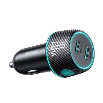 Автомобильное зарядное устройство 2x USB C 70W с LED-подсветкой Joyroom...