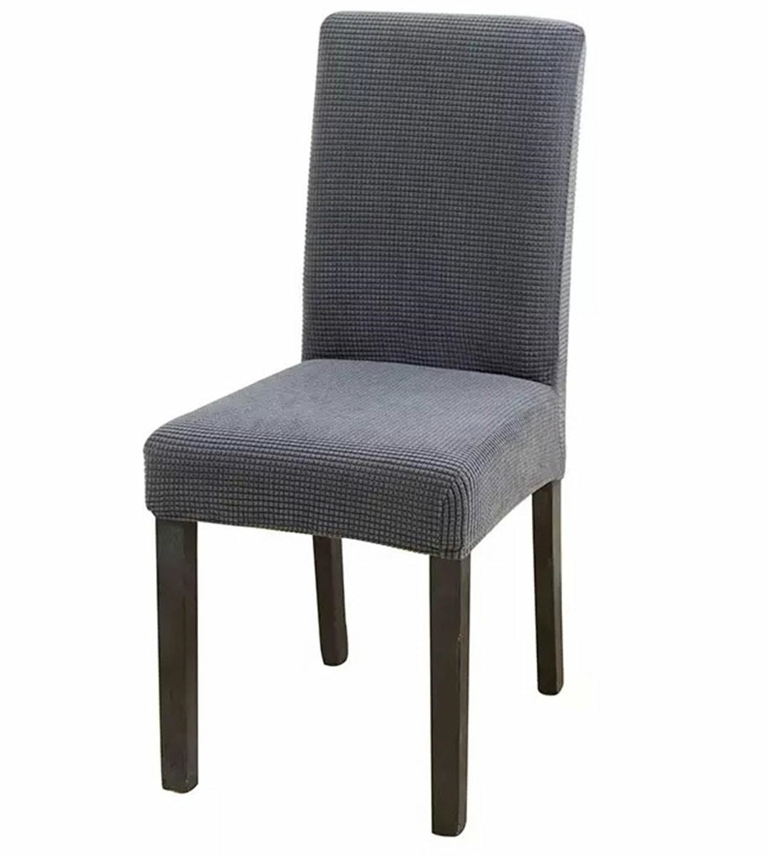 Эластичный велюровый чехол на стул, темно-серый