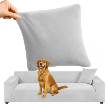 Велюровый чехол на угловой диван Ruhhy 190-230см 26182, светло-серый