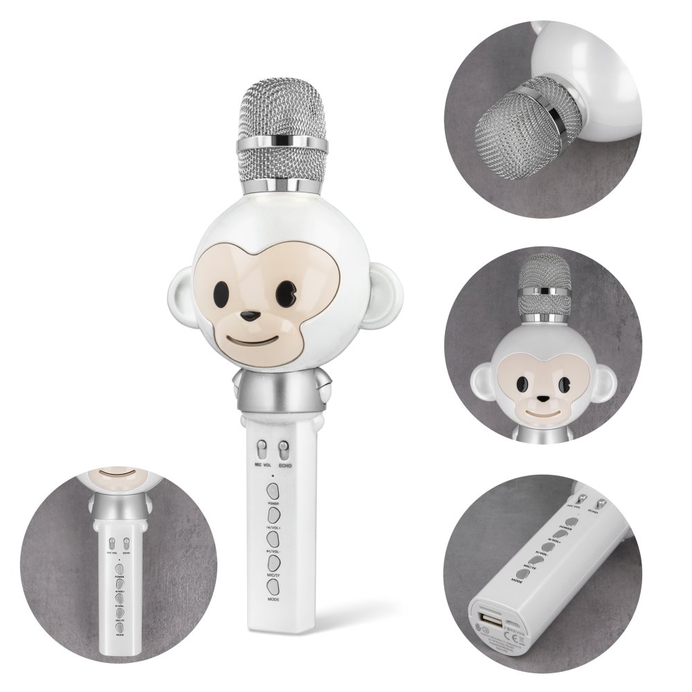 Детский караоке микрофон Maxlife Animal MX-100 с Bluetooth колонкой, белый (0)