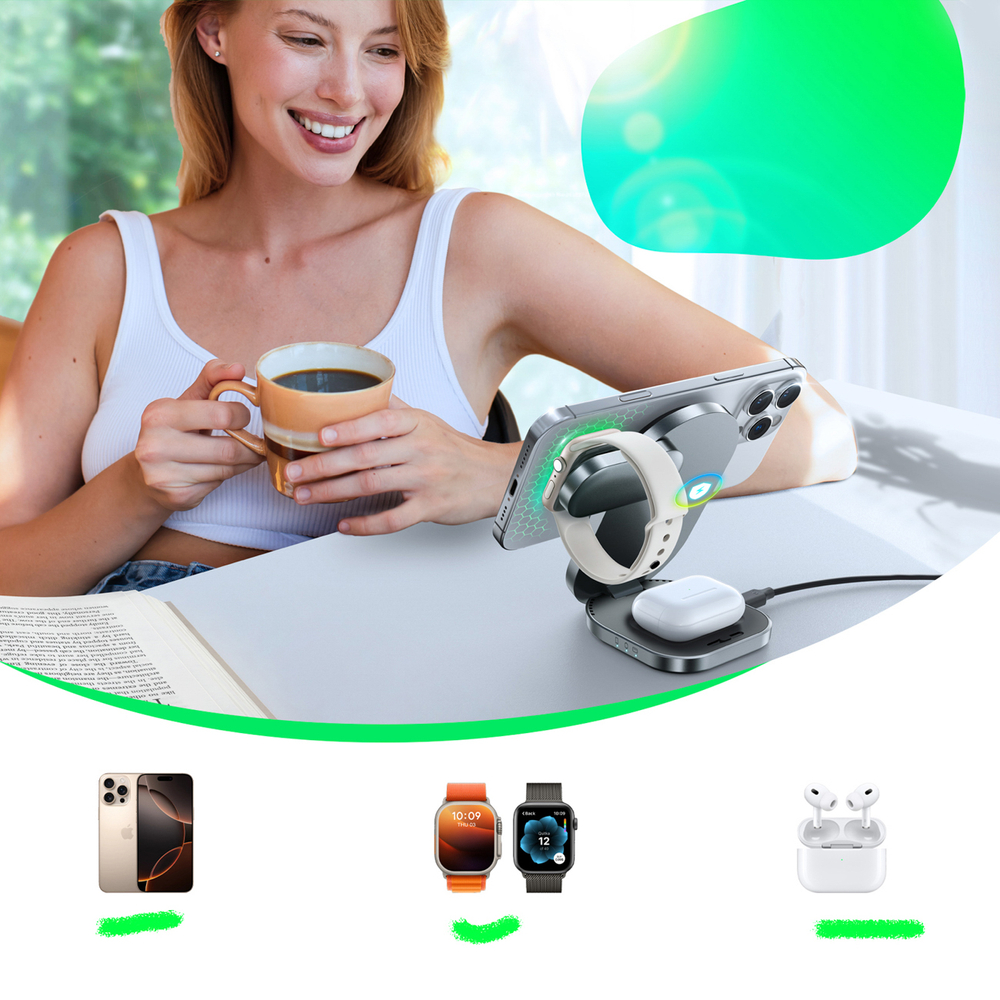 Joyroom JR-W17 Qi 3-в-1 беспроводное индукционное зарядное устройство -... (2)