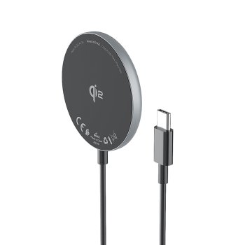 Беспроводное индуктивное зарядное устройство Wozinsky 15W Qi2 – черное