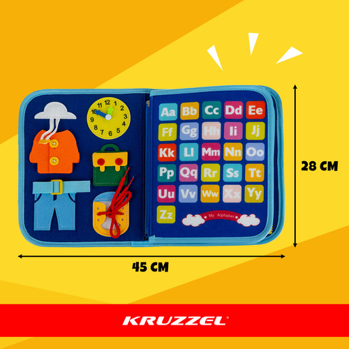 Развивающая сенсорная книга-бизиборд Kruzzel 26881, синяя (0)