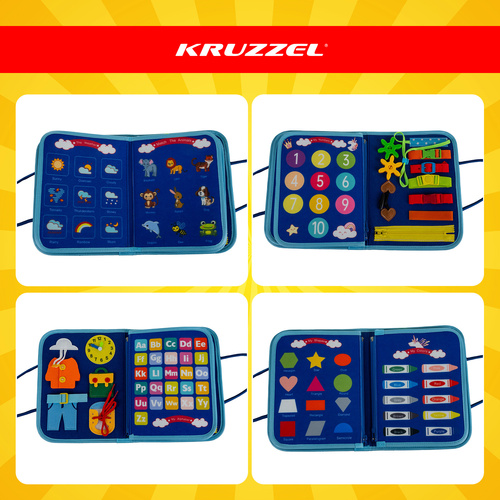 Развивающая сенсорная книга-бизиборд Kruzzel 26881, синяя (2)