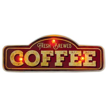 Металлическая ретро вывеска LED Fresh Brewed Coffee от Forever Light