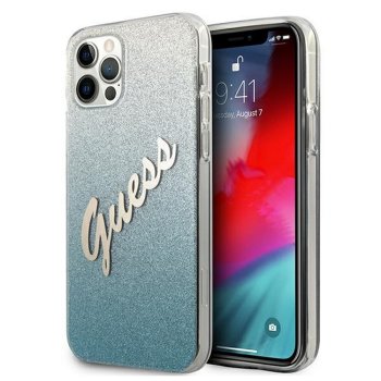 Apple iPhone 12 / 12 Pro 6.1'' Guess Gradient Script Case Cover (GUHCP12MPCUGLSBL), Blue | Чехол Кейс...