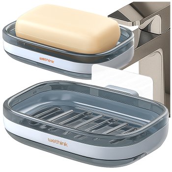 Настенная мыльница со сливом воды, самоклеящийся держатель для...