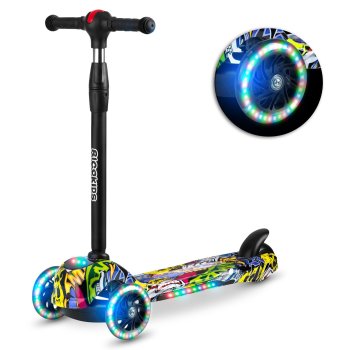 Трехколесный самокат Ricokids Piko - черный с яркими узорами