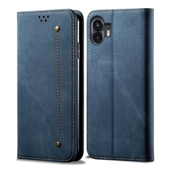 Nothing Phone 2 Jeans Cloth Texture Magnetic Book Case Cover, Blue | Чехол для Телефона Кабура...