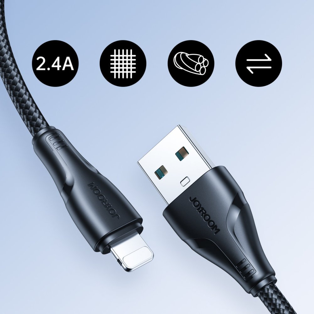 Joyroom USB to Apple iPhone Lightning Data Charging Cable 2.4A, 2m, Black | Провод для Зарядки... (0)