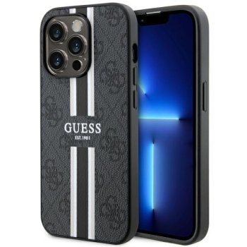Apple iPhone 14 Pro 6.1'' Guess 4G Printed Stripes MagSafe Case Cover (GUHMP14LP4RPSK), Black | Чехол Кейс...