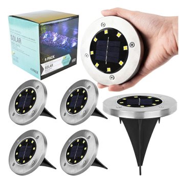 Садовые солнечные светильники 8 LED, комплект 4 шт.