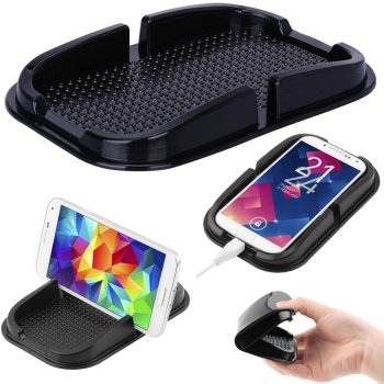 Антискользящий коврик для телефона на панель авто, черный