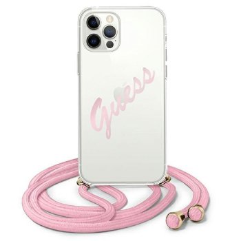 Apple iPhone 12 / 12 Pro 6.1'' Guess Script Vintage Case Cover (GUHCP12MCRTVSPI), Pink | Чехол Кейс...