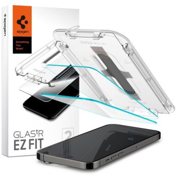 Apple iPhone 14 Pro Max 6.7'' Spigen "EZ FIT" Tempered Glass Screen Protector 2 pcs. | Защитное Стекло для Экрана Телефона с Дополнительной Рамкой 2 щт.