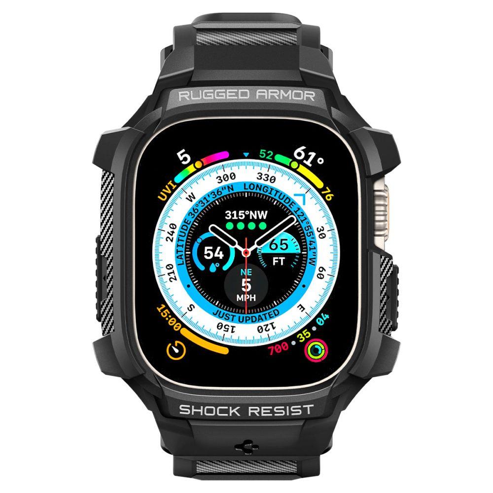 Apple Watch Ultra (49 mm) Spigen Rugged Armor Case Cover, Black| Чехол Кейс Бампер Обложка (1)