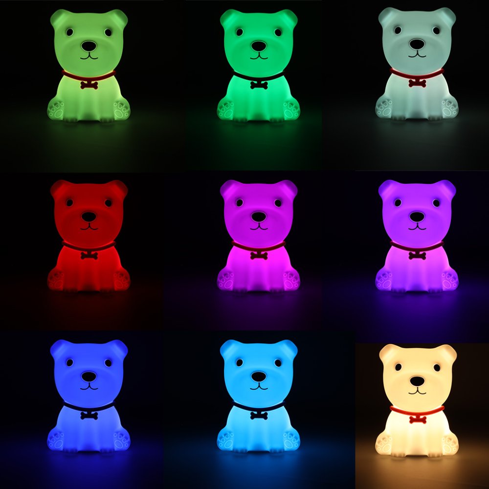 Силиконовая Светодиодная LED RGB Детская Ночная Лампа, Собака | Kid's... (2)