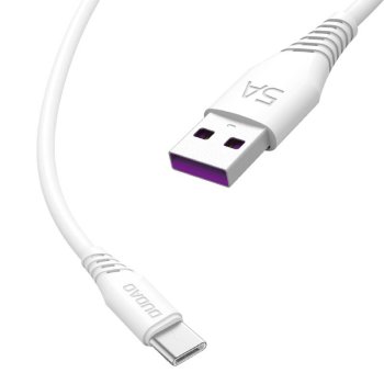 Dudao USB / USB Type C Fast Charging Data Cable 6A 1m, White | Зарядный Кабель Провод для Передачи Данных