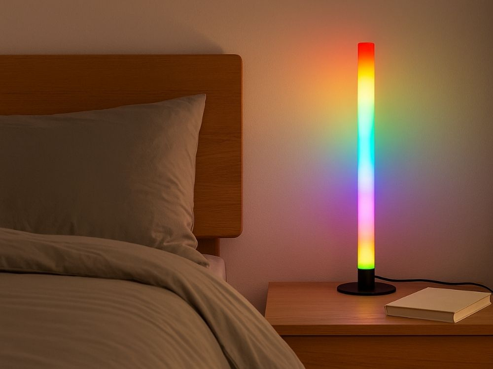 Современная настольная LED лампа RGB 40см с пультом, черная (0)