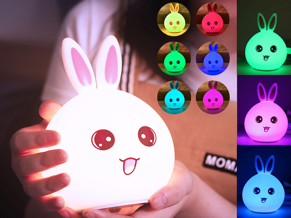 Силиконовая Светодиодная LED RGB Детская Ночная Лампа Ночник,... (0)