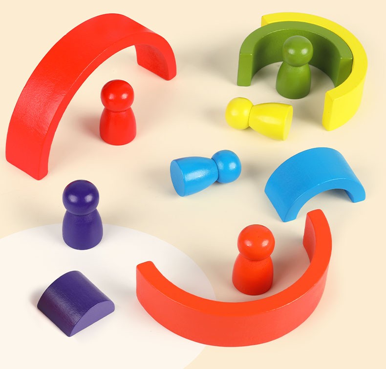 Деревянные блоки Логическая аркада Игра Радуга Большой набор... (2)