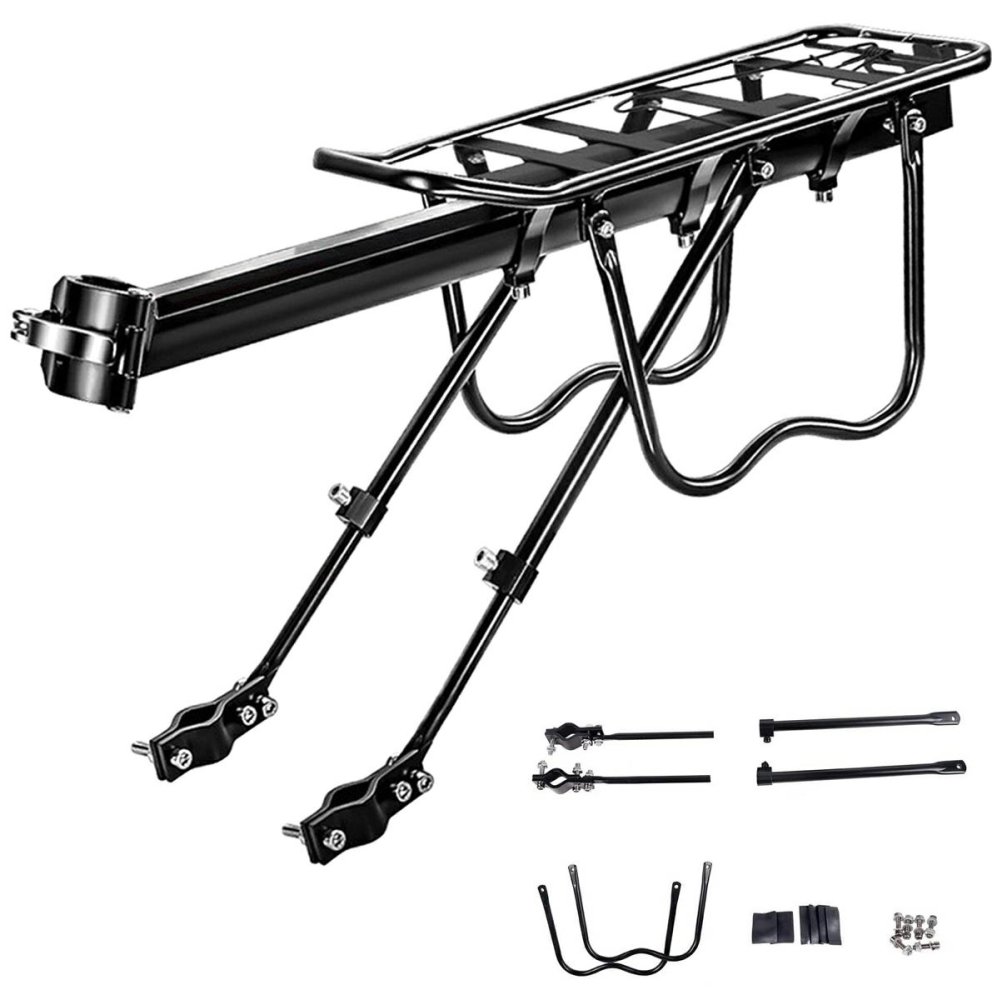 Универсальный задний велосипедный багажник из алюминия, черный (2)