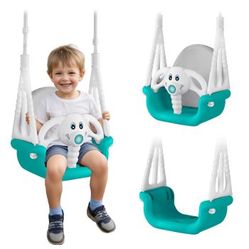 Детские качели Ricokids Слоник 3в1 подвесные трансформер, бирюзовые